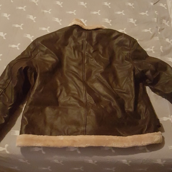 Leather jacket w/ shearling collar - Picture 3 of 7